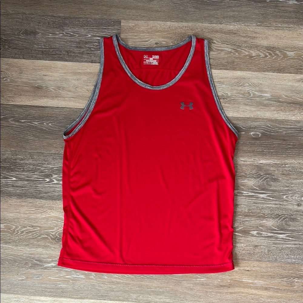 Under Armour Red and Gray Athletic Tank Top